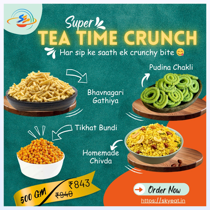 Tea Time Crunch (Bhavnagari Gathiya | Tikhat Bundi | Pudina Chakli | Homemade Chivda)